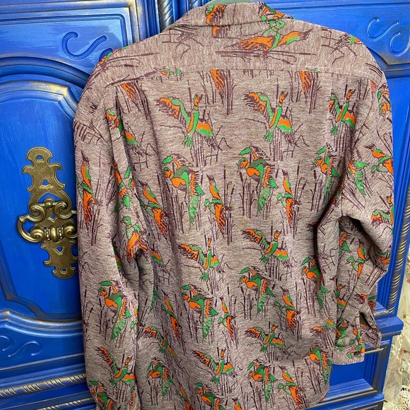 Vintage 80's Duck Hunting Printed Shirt Long Sleeve Button Down Size Large - Picture 2 of 3